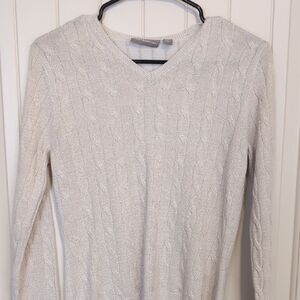 Croft & Barrow Women's Light Cream V-Neck Sweater